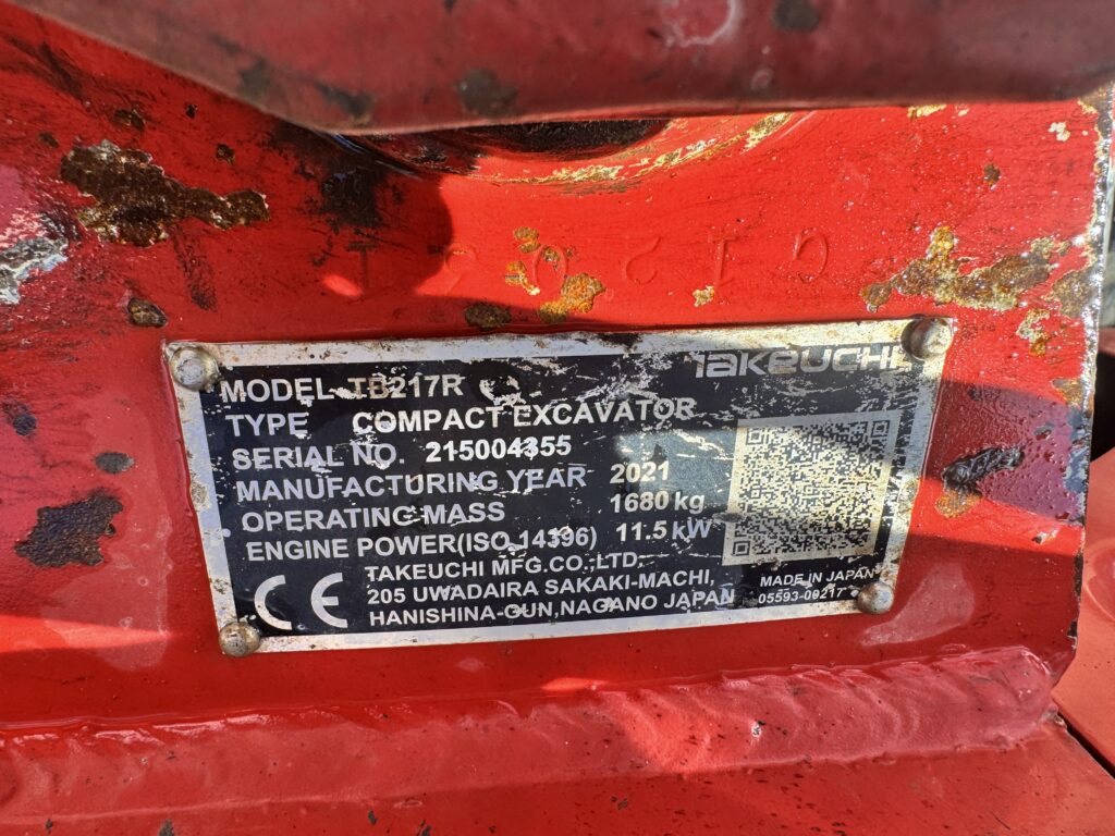 2021 Takeuchi TB217R Excavator - Comes with 3 Buckets - 1 Owner